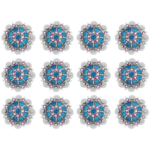 Bloemvormige strass-concho's voor leerbewerking – 12 stuks