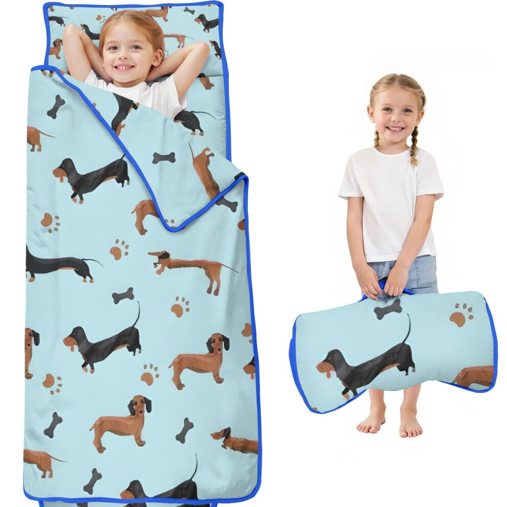 Dachshund Footprint Bone Toddler Nap Mats for Kids Preschool,Sleeping Mat Bag or Kids,Toddler Sleeping Bag,Toddler Nap Mat or Daycare