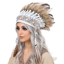 Colorful Feather Headdress Ethnic Style Headpiece-natural color