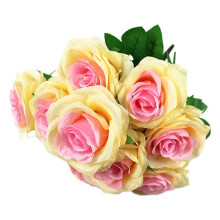 Bouquet de 10 roses artificielles, symbole de décoration pour la maison, les fêtes et les mariages.