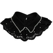 Decorative White Lace Apparel Jeweled Collar Polyester-Black