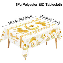 Nappe en polyester Lune et Étoiles pour le Ramadan 2025 - Décoration Ramadan Kareem 2025 - Articles de fête islamiques musulmans - Cadeaux de