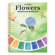 Watercolor Art Drawing Workbook Twin Wire Binding-blue flower