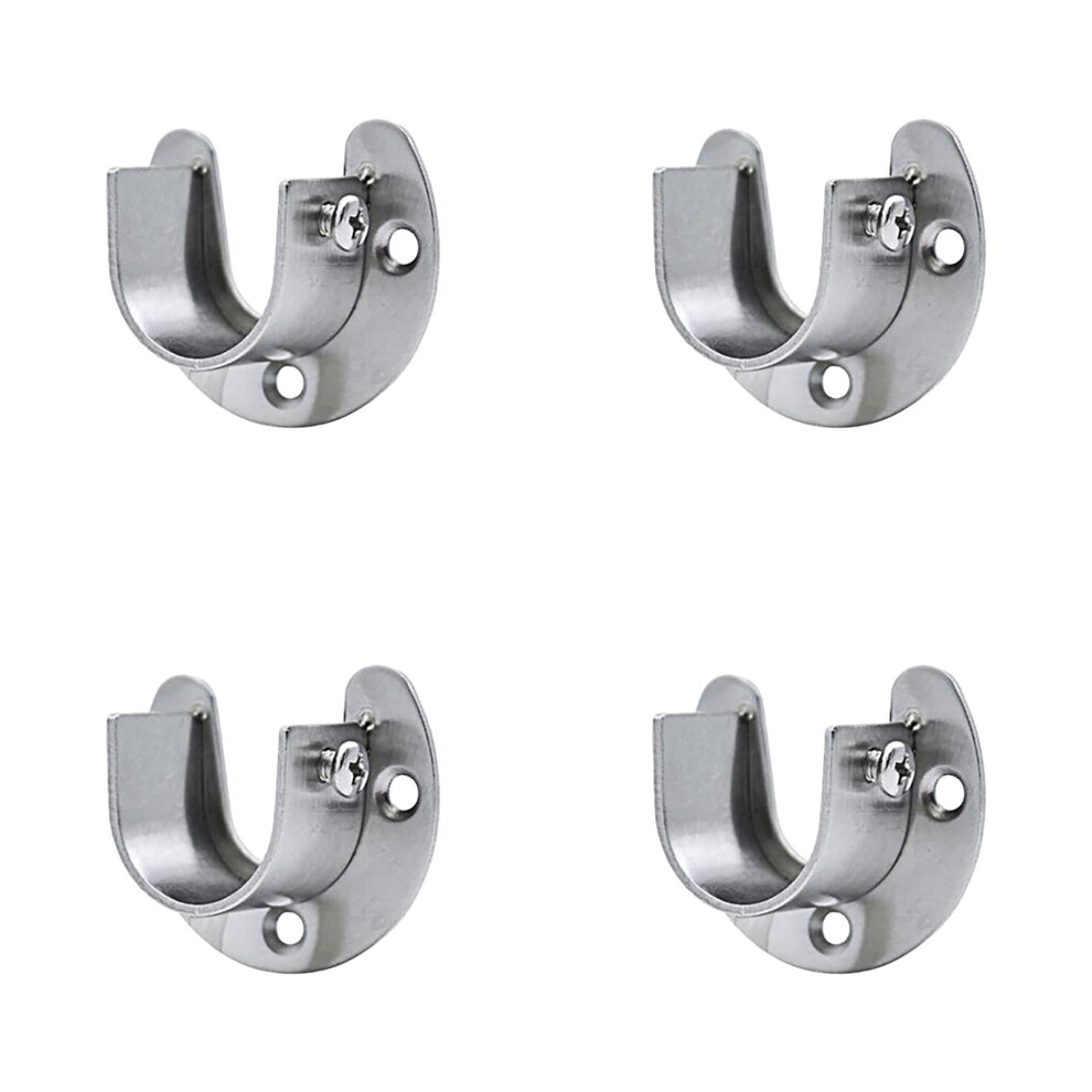 4Pcs Heavy-Duty U-Shaped Stainless Steel Closet Rod Brackets, 27Mm, Compatible With Wardrobe & Shower Curtain Rods 9426043004040