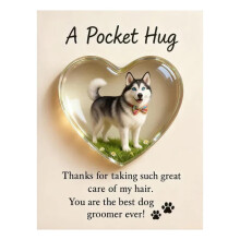 Pocket Hug Token for Dog Groomers – Glass Heart Thank-You Gift, Groomer Appreciation Keepsake (Compatible with Pet Care)