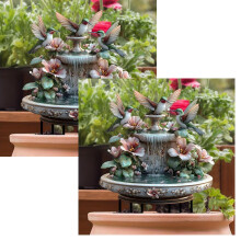 Conjunto de 2 Estátuas de Beija-flor para Jardim com Prato de Acrílico, Ideal para Pátio, Jardim Externo, Decoração para Chuva e Tempo, com