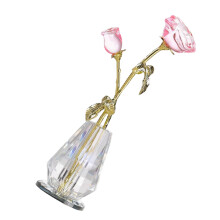 Crystal Rose Statue with Crystal Vase for Valentines Day-Pink