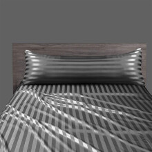 Taie d'oreiller en satin de soie 51 x 137 cm, microfibre ultra-douce avec fermeture portefeuille, luxueuse housse Ă rayures pour une literie