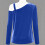 Γυναικείο Καθημερινό Μονόχρωμο Patchwork Έξωμος Μπλούζα με Ένα Τιράντες Κομψό 7