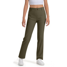 Girls Uniform Pants Fall Winter Solid Color High Waist Straight Dress Trousers Kids Casual Indoor Outdoor Wear Baby Pants,Army Green,9-10 Years