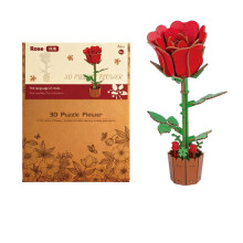 3D dřevěné puzzle s květinami pro dospělé, 1 kus