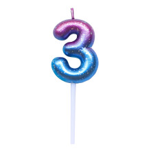 Number Shaped Candle for Birthday Anniversary Party Decorations Gradient Finish with Stick Holder for Cake Topper