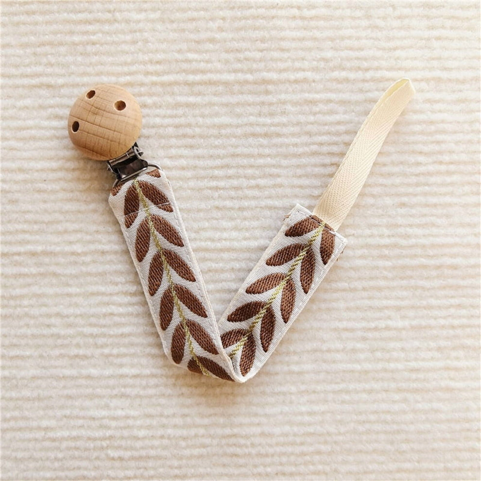 Embroidered Baby Embroidered Pacifier Chain Baby Teether Small Toys Anti-falling Chain Beech Wood Pacifier Clip Lanyard
