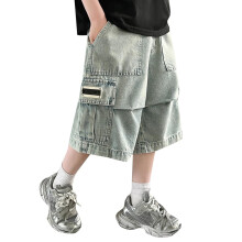 Denim Shorts,Boys Denim Cargo Shorts Kids Comfortable Casual Outdoor Wear Durable Stretch Jeans Shorts,Boys Jeans,13-14 Years,Z03 Blue