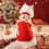 Suéter de Natal com estampa de gato e mangas de tricô macio. 8