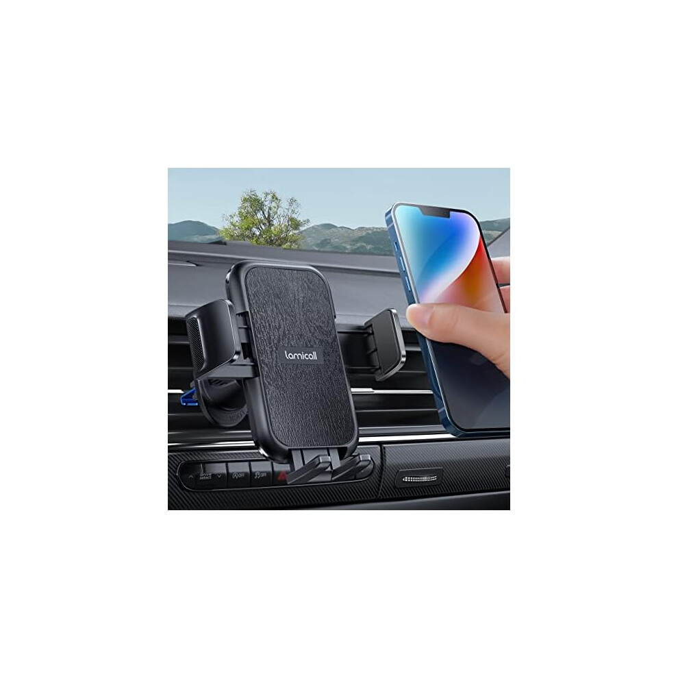 Fu2071 Car Phone Holder With Wider Clamp & Metal Hook, Thick Cases Friendly, Wood Vent Mount Â Compatible With Smartphones Grain 9083649101612