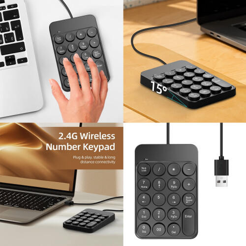 Teclado numérico ergonômico e leve com 19 teclas. 1