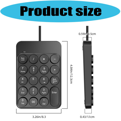 Teclado numérico ergonômico e leve com 19 teclas. 2