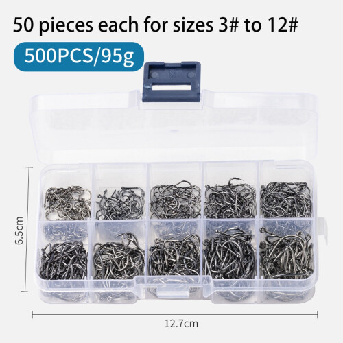 Fishing Hooks Set Black Nickel Assorted Sizes 1