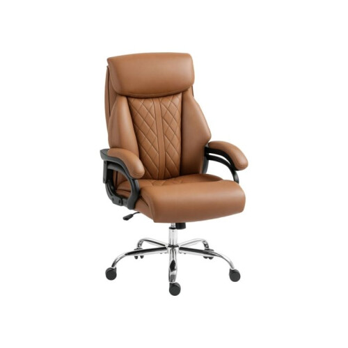 Spring Padded Faux Leather Office Chair - Light Brown