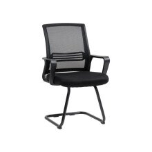 Ergonomic Desk Chair No Wheels, Padded Meeting Office Chair with Sled Base for Home Conference Room, Bedroom Waiting Reception Black
