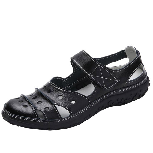 Γυναικεία δερμάτινα Slip-Ons με τρύπες, αναπνεύσιμα μπαλαρίνες με σχέδιο τρύπας, 1