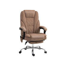 Massage Office Chair, Heated Reclining Computer Chair with Adjustable Height and Footrest, Brown