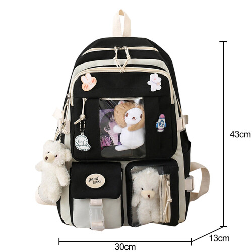 5pcs Cute Backpack Set for School Teens Plushies Kawaii Backpack with Accessories 2