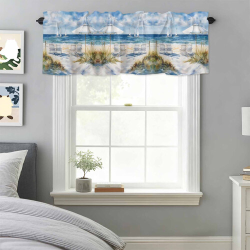 Cortina de janela estilo navio oceânico 54x18 polegadas com bolso para varão 2