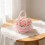 Pink Lace Trim Wicker Flower Basket Decorative Handheld 1 5