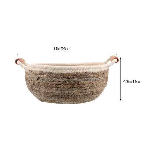 Woven Storage Basket Wicker Handle Basket Brown Straw 1Set 1