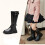 Toddler Knee-High Leather Boots Soft Sole Black Size 9-9.5 2