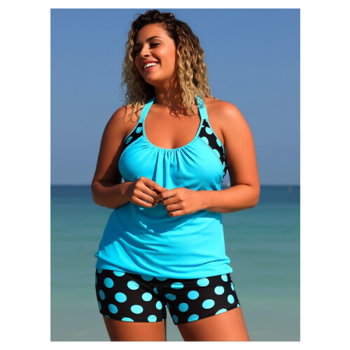 Μαγιό Tankini για γυναίκες, δύο τεμαχίων, μαγιό σε μπλούζα με φλοράλ σχέδια και σορτς 1
