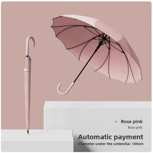 Umbrelă automată cu mâner lung, ramă dublă, 2