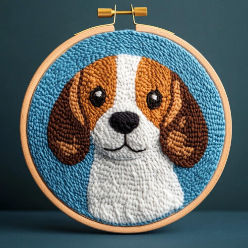 Σετ βελόνας τρυπητηρίου DIY: Κουτάβι Beagle με κινούμενα σχέδια, εύκολο για αρχάριους,