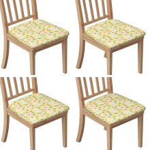 Påsk- och presentförpackningar Gula mönstrade sittöverdrag till matstolar, set om 4, stretchiga vattentäta tvättbara med elastiska band och