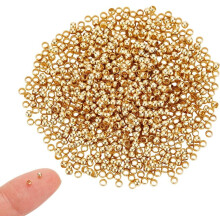 1000 stuks 18K vergulde ronde krimpkralen, 1,2 mm gat, gemengde kleuren, messing rondelle afstandhouders voor het maken van doe-het-zelf sieraden