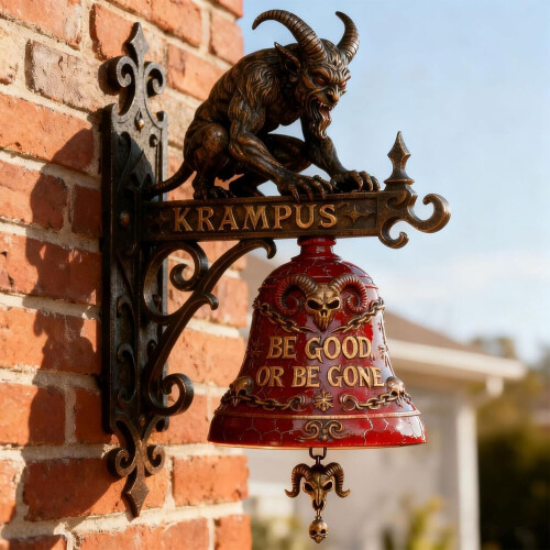 Κουδούνι τοίχου Krampus Vintage από ρητίνη – Γοτθική πινακίδα αγροκτήματος, συμβατό με 2