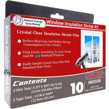 10-Window Shrink Film Window Insulation kit(62-Inch x 420-Inch),Insulating Film Window Kit Keeps Cold Air Out and Warm Air in (10 Windows)