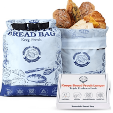 Paquete de 2 bolsas reutilizables para pan de masa madre con forro y cierre de cremallera, aptas para congelador, listas para regalar, color azul –