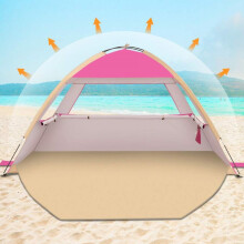 Tenda de praia com proteção UV UPF50+ rosa para 1 a 3 pessoas