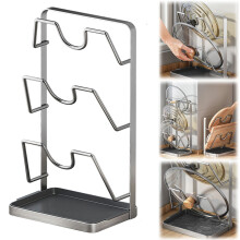 Support de couvercle et repose-cuillère en acier inoxydable à 3 niveaux, compatible avec les plaques de cuisson.