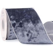 Stofblauw fluwelen lint met draad, 10 cm breed, metallic gekreukeld, 9 meter – voor cadeaus, kerstbomen, kransen en knutselwerkjes; past bij