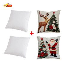 Lot de 2 coussins de Noël 45 x 45 cm + taies, doux, respirants et infroissables, décoration moelleuse pour lit/canapé – Compatibles avec les