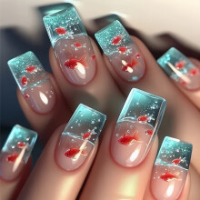 Vierkante kunstnagels in de vorm van een vis, nepnagels om op te plakken in 12 maten, 24 stuks Franse nageltips voor doe-het-zelf nagelkunst en