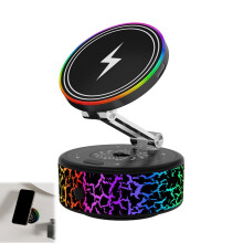 15W snabbladdande magnetisk trådlös billaddare med vakuumsug och 360 rotation – kompatibel med iPhone/Samsung