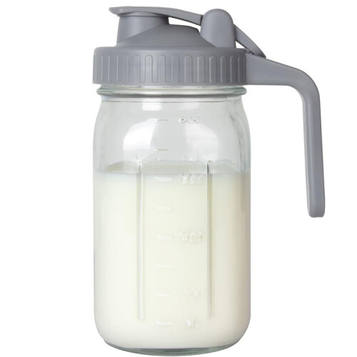 Γυάλινη κανάτα 64oz με καπάκι, βάζο για τσάι Sun με φαρδύ στόμιο, καράφα 2 λίτρων για 2