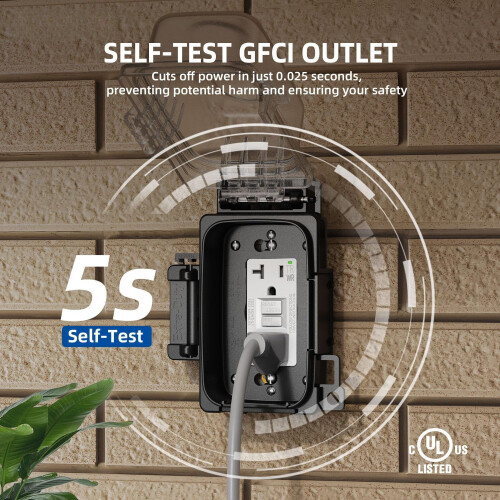 Εξωτερική πρίζα GFCI 20A TRWR αυτοδιαγνωστική, ανθεκτικό στις καιρικές συνθήκες 2