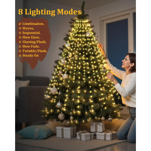 400 LED Christmas Tree, 6.6FT, 16 Lines, 8 Modes & Memory, Timer Function, Warm White – Compatible with YANTON 1