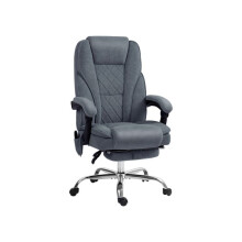 Massage Office Chair, Heated Reclining Computer Chair with Adjustable Height and Footrest, Dark Grey